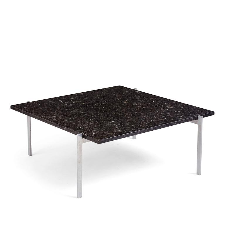 Poul Kjaerholm, a 'PK61' labradorite/larvikit stone top sofa table, edition E Kold Christensen, Denmark, early 1960s.
