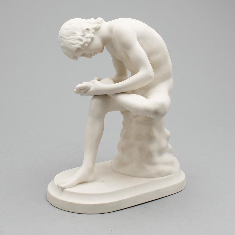 SKULPTUR, "Stickan", parian, Gustavsberg, signerad G E.