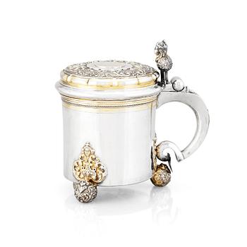 A Swedish 18th century parcel-gilt silver tankard, mark of Niclas Warneck, Karlstad 1751.