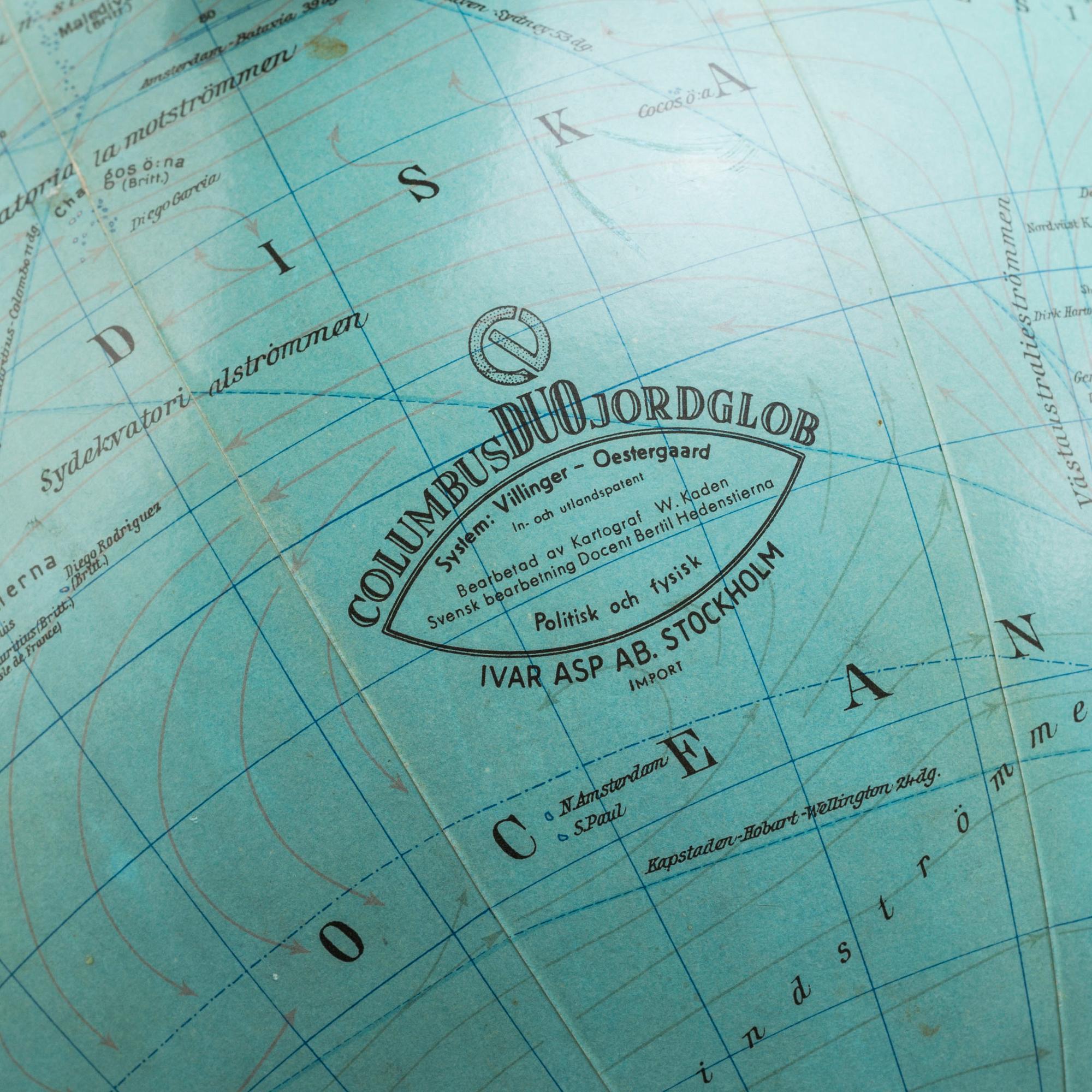 JORDGLOB, "Columbus Duo Jordglob", Ivar Asp AB, Stockholm, 1930 / 40-tal.