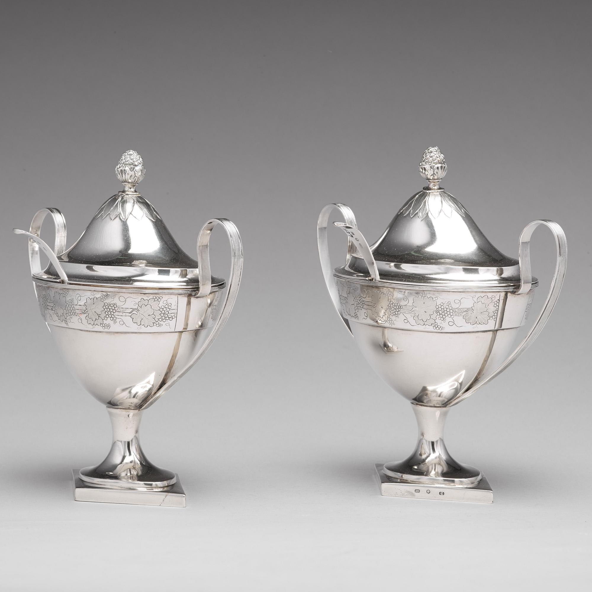 A pair of Baltic sugar-bowls and spoons, mark of Johann Gottfried Möring, Reval (1790-1818 (1820)).
