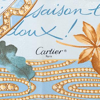 Cartier, a jacquard silk 'Poem de Baudelaire' scarf.