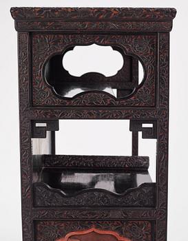 A lacquer display cabinet, late 19th Century.