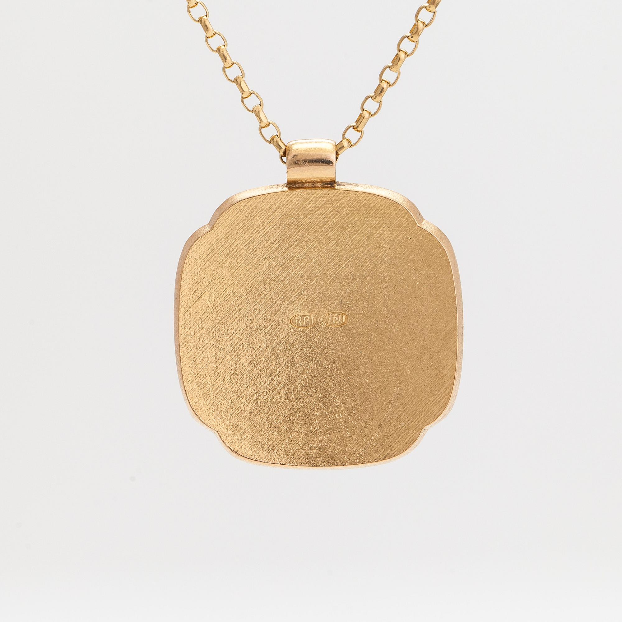 Halsband/hänge, 18K guld och rubiner.  Kedjan stämplad Unoaerre, Italien.