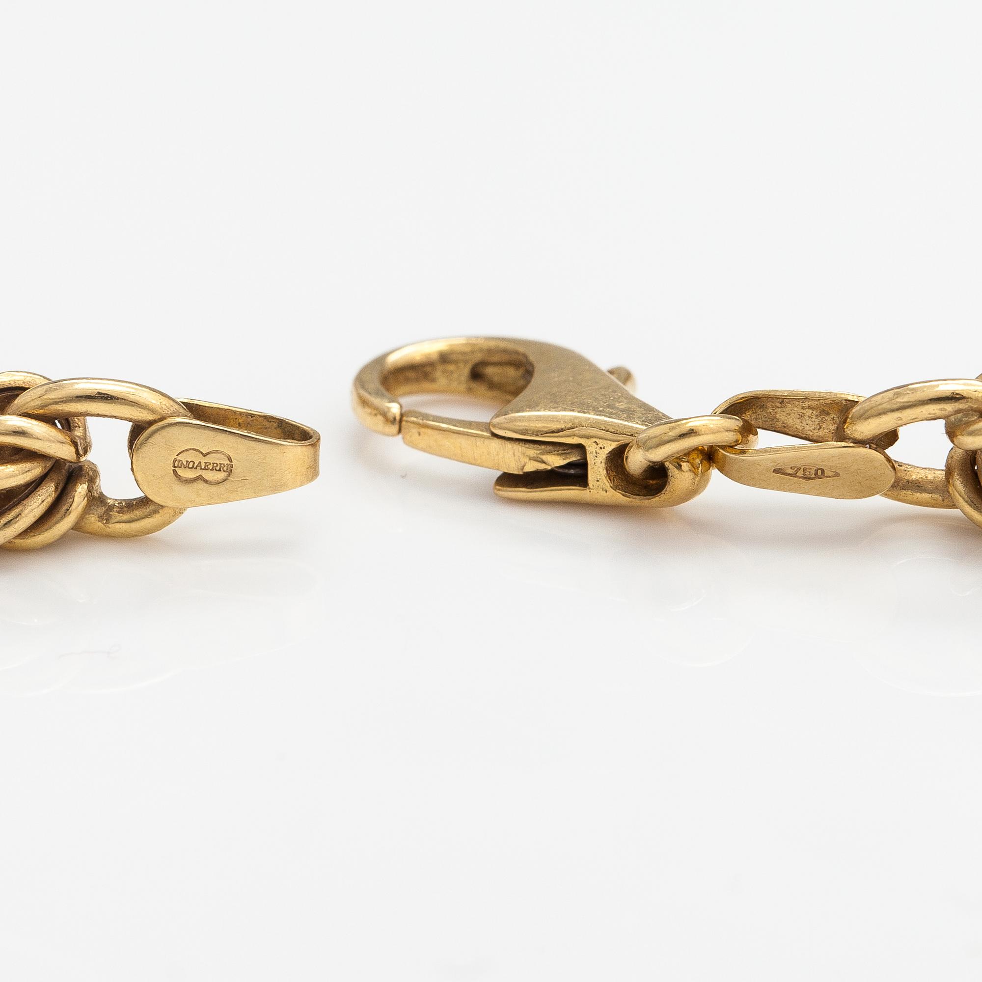 An 18K gold necklace. Unoaerre Italy. Bukowskis