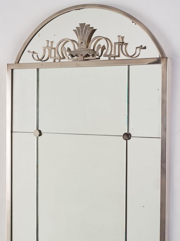 Swedish Grace, a pewter framed wall mirror, 1920s-1930s.