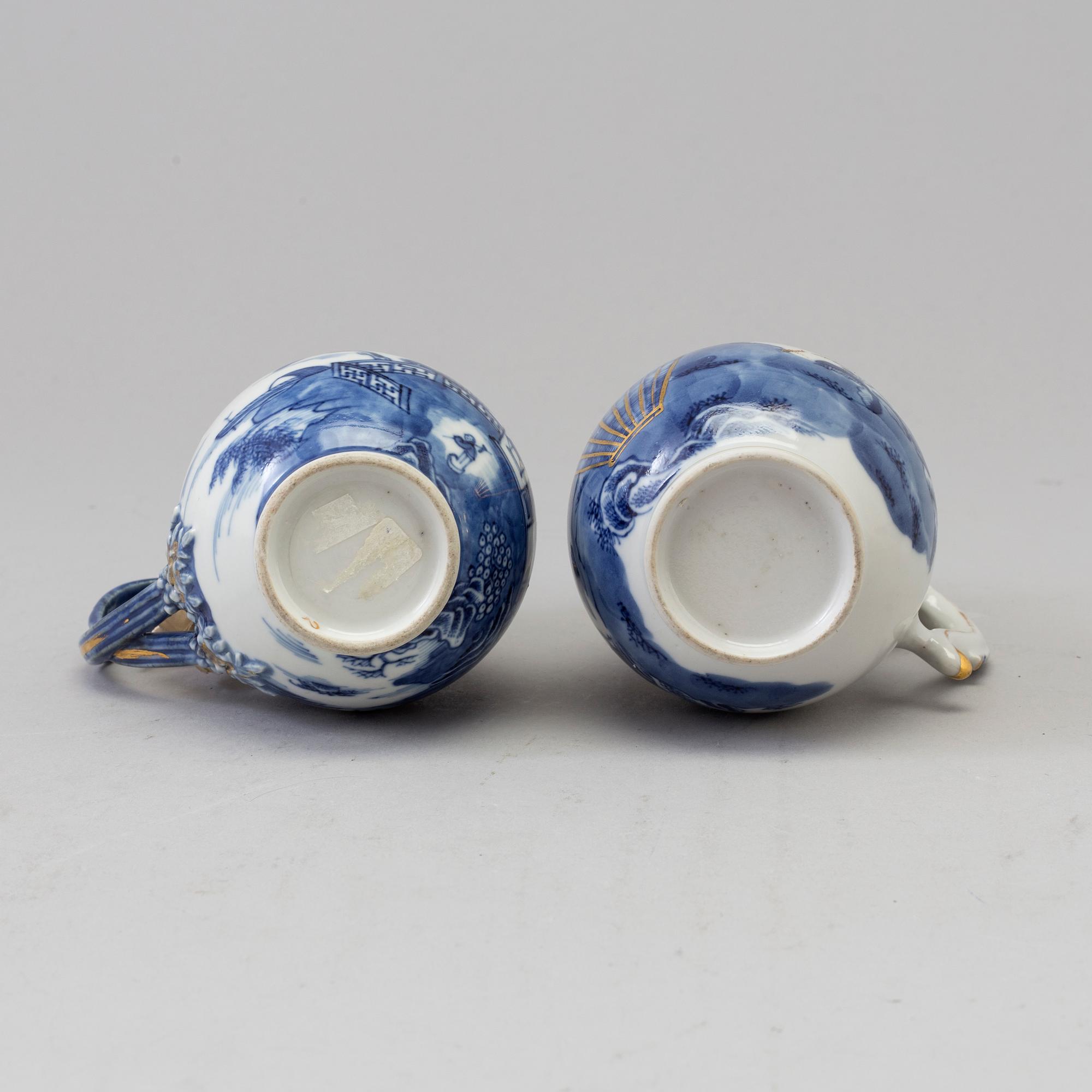 Two blue and white milk jugs with covers, Qing dynasty, Qianlong (1736-95).