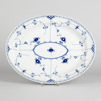 A large 'Blue Fluted Half Lace' porcelain serving dish, Royal Copenhagen, model 534, 1979-83.