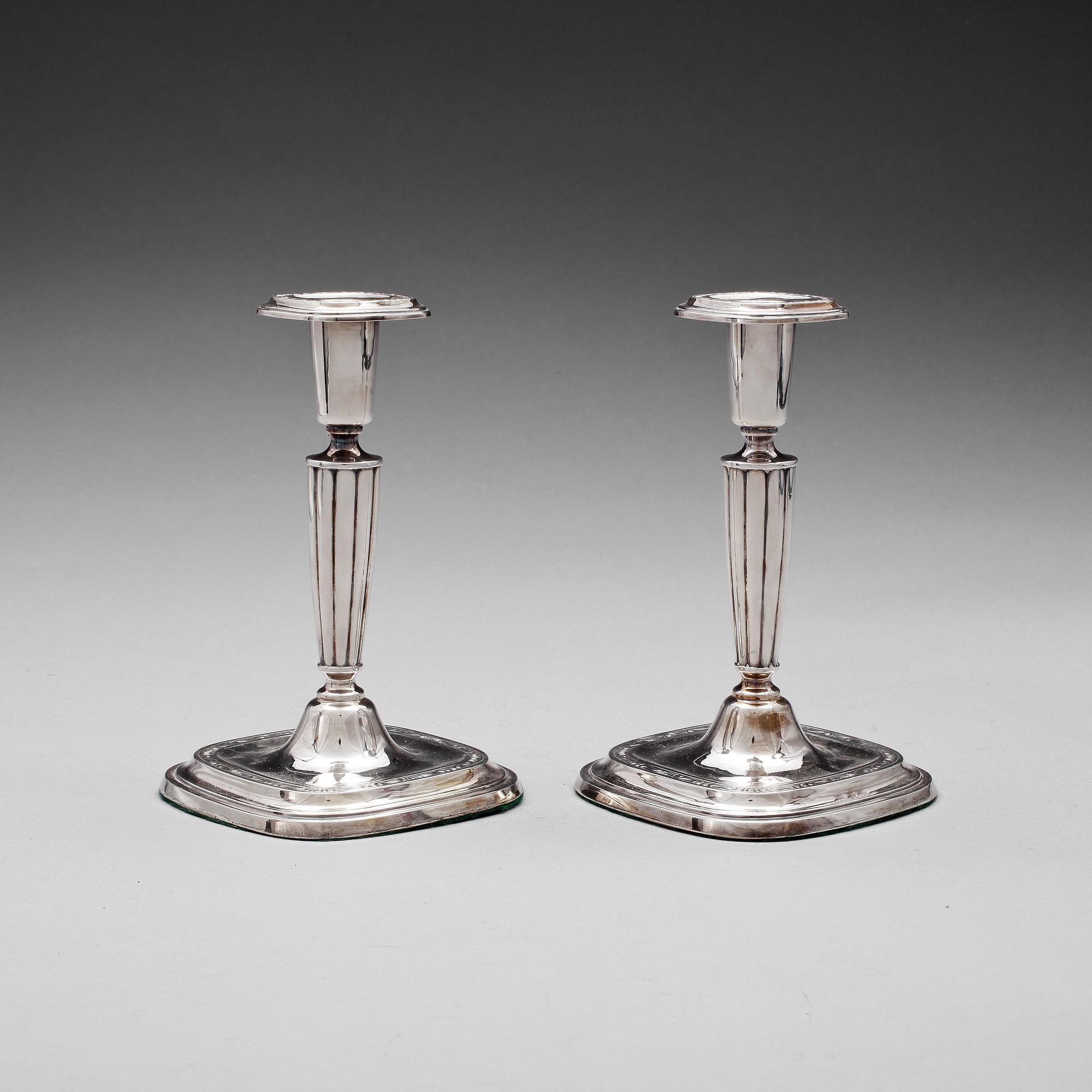 LJUSSTAKAR, ett par, silver, C G Hallberg, Stockholm, 1956, vikt ca 450g.