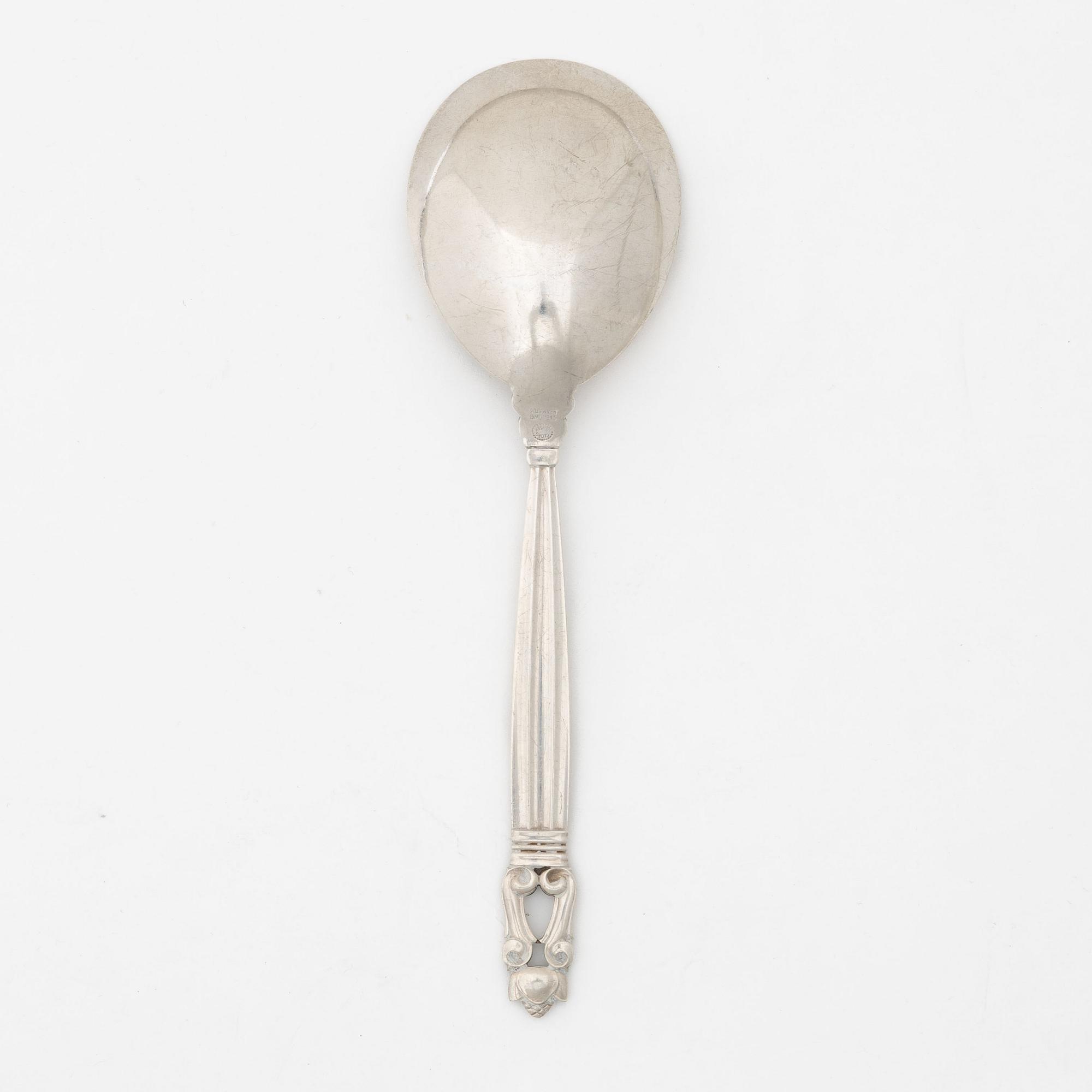 Johan Rohde, sterling silver spoon, 'Konge/Acorn', Georg Jensen, Denmark, after 1945.