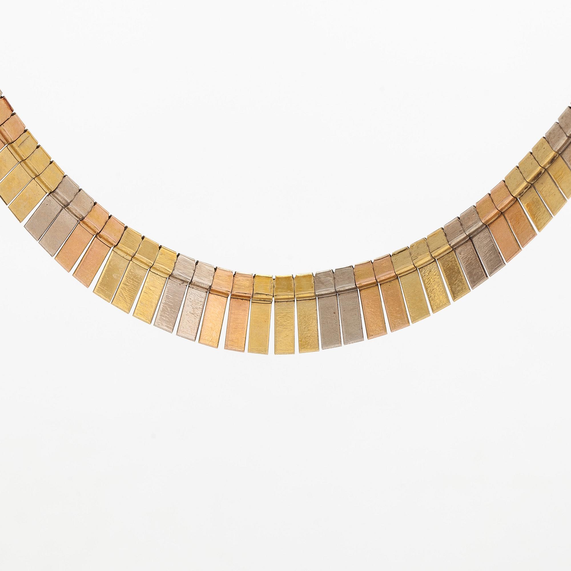 A 14K three-colour gold necklace.