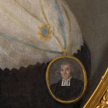 OKÄND KONSTNÄR 1700-TAL , 3 st ovala, olja på duk, osignerade.
