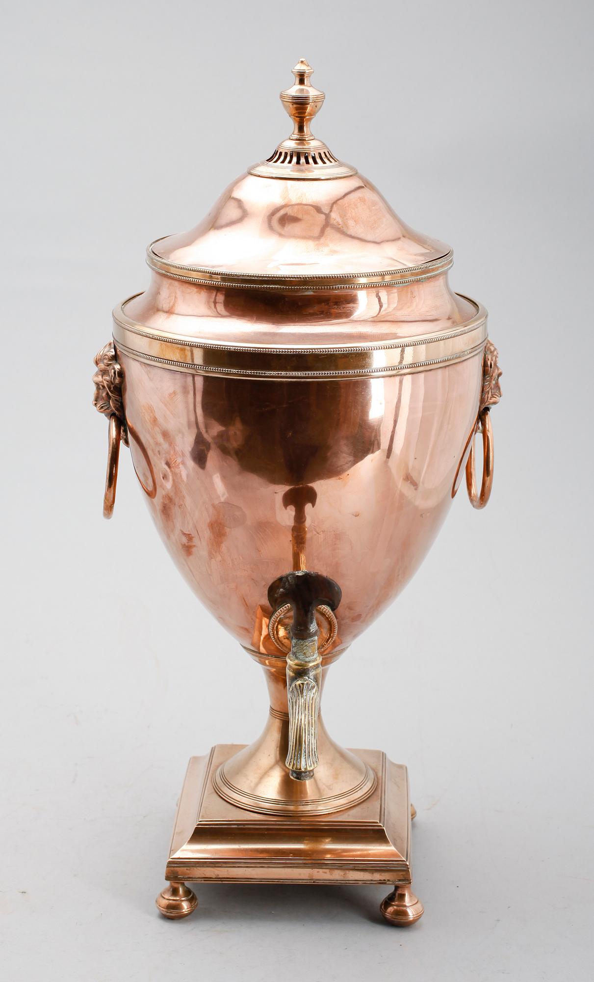 SAMOVAR, koppar, empire, 1800-tal.