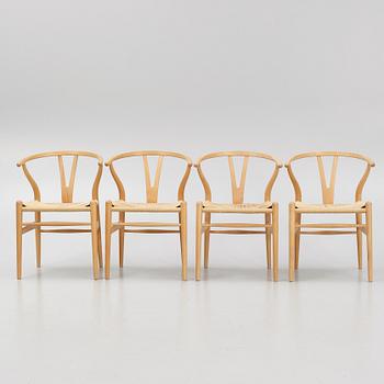 Hans J. Wegner, stolar, 4 st, "CH24", Carl Hansen & Son, Danmark, 2000-tal.