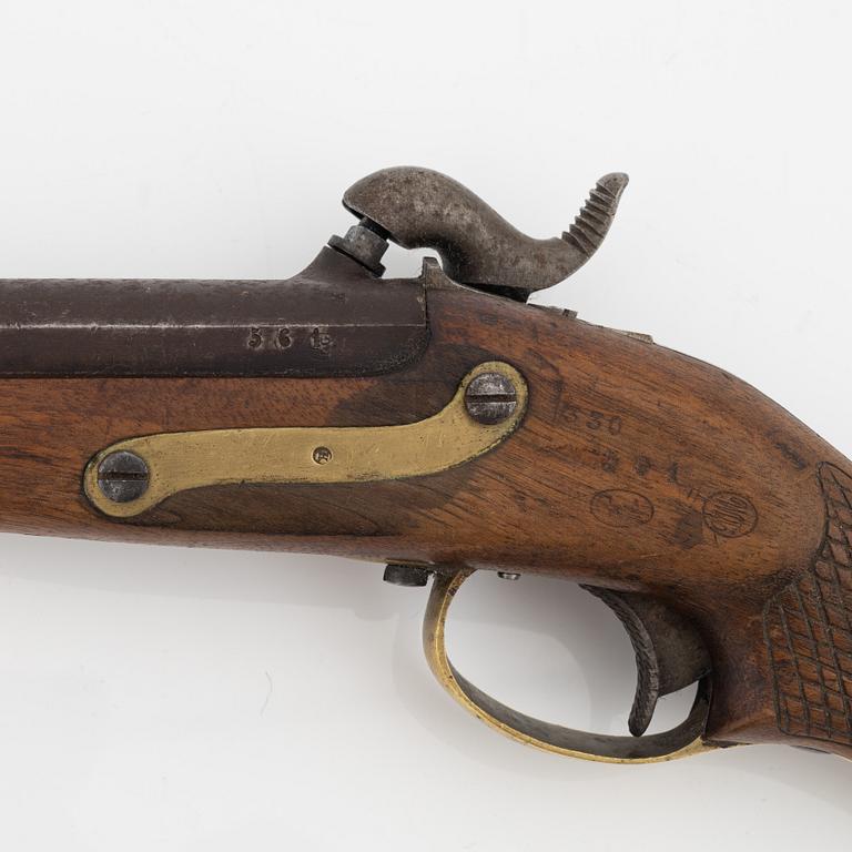 A Swedish rifled percussion pistol 1850 pattern.