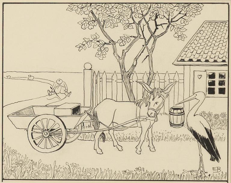 Elsa Beskow, Donkey with cart.