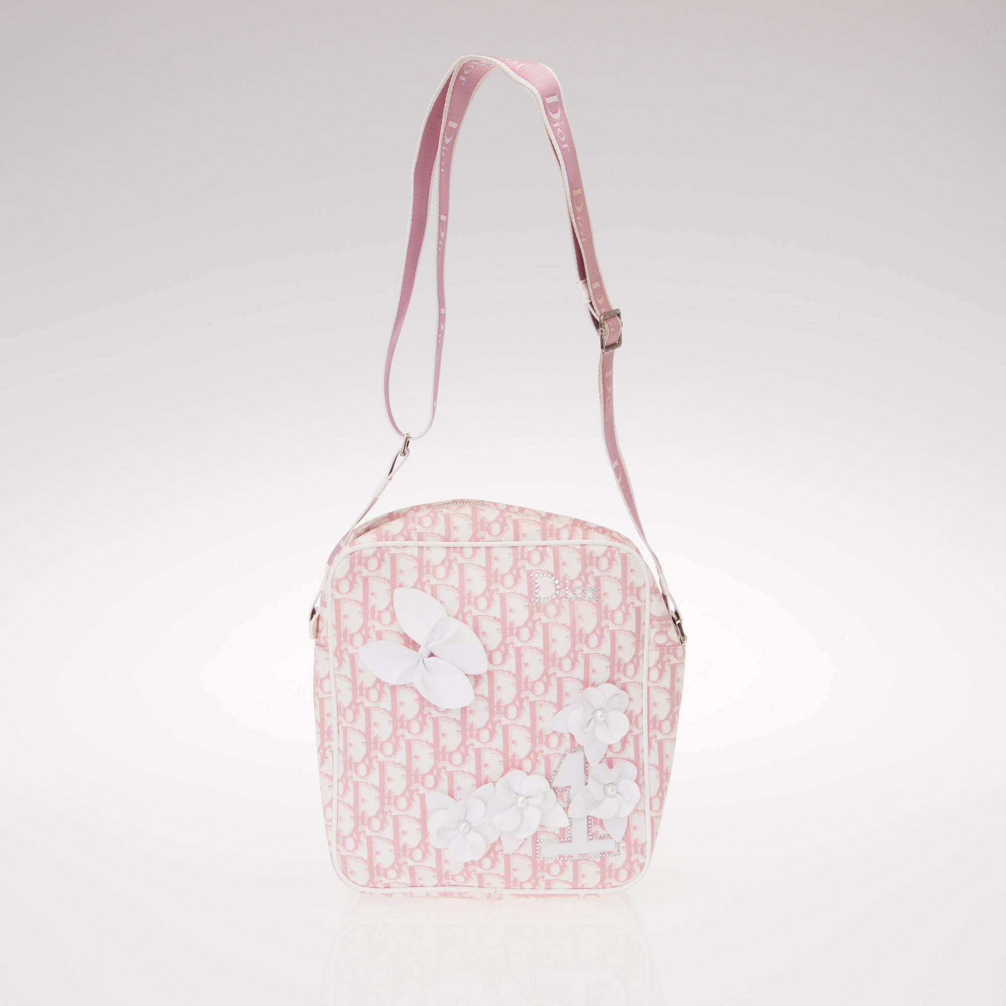 PINK MONOGRAM CANVAS No 1 TROTTER MESSENGER BAG.