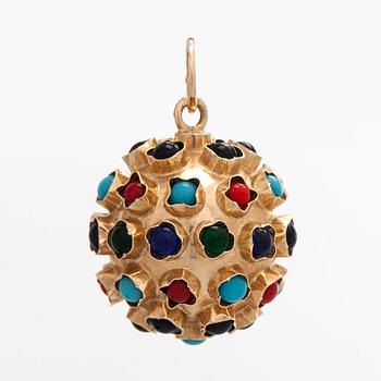 Riipus, sputnik, 14K kultaa ja värikiviä.