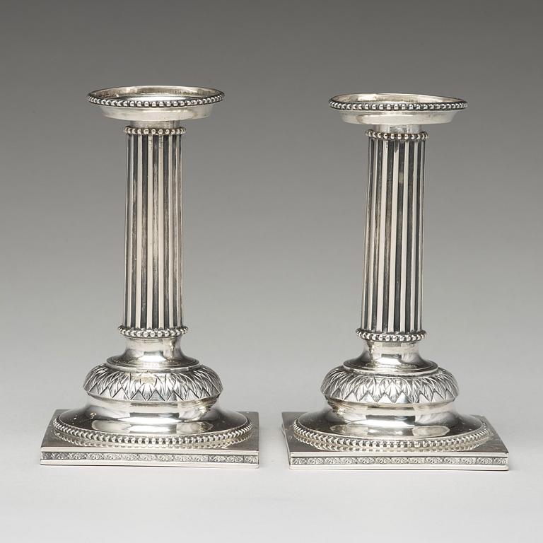 A pair of Swedish 18th century silver candlesticks, mark of Stephan Westerstråhle, Stockholm 1793.