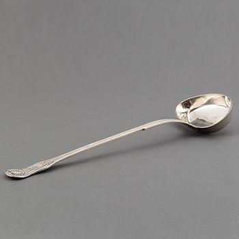 A swedish silver soup ladle, mark of Gustaf Möllenborg, Stockholm 1841.