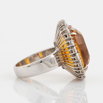 Citrine and brilliant cut diamond cocktail ring.