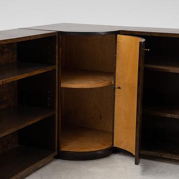 A three piece stained birch book case, 1930s.