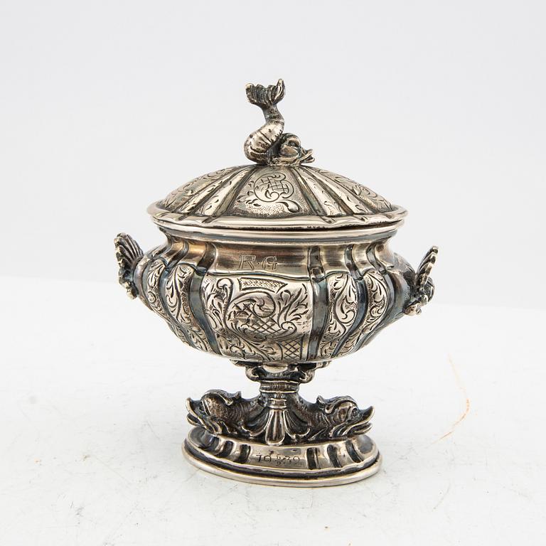 Carl Hoff sockerskål med lock, silver Helsingborg 1930.