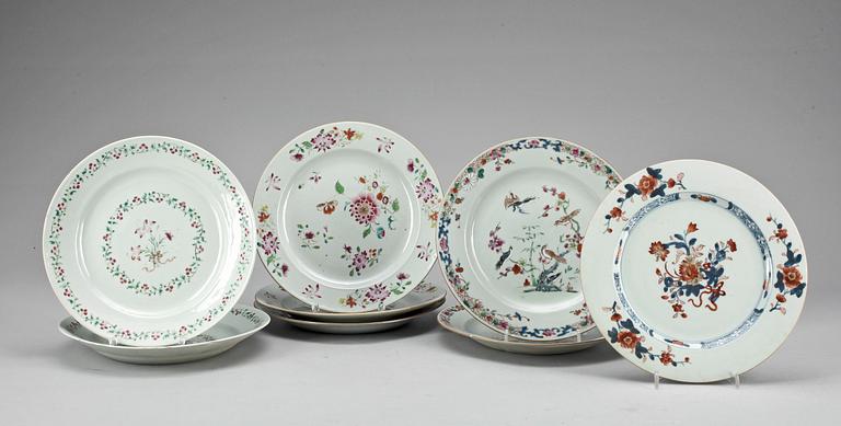 TALLRIKAR, 8 st, porslin, Kina, 1700-1800-tal.