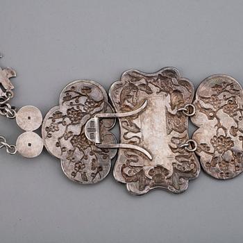 A Chinese silver belt, Luen Hing, Shanghai, China, circa 1875-1930.