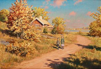 Johan Krouthén, Autumn landscape. Signed Johan Krouthén and dated 1911. Oil on canvas 72 x 1...