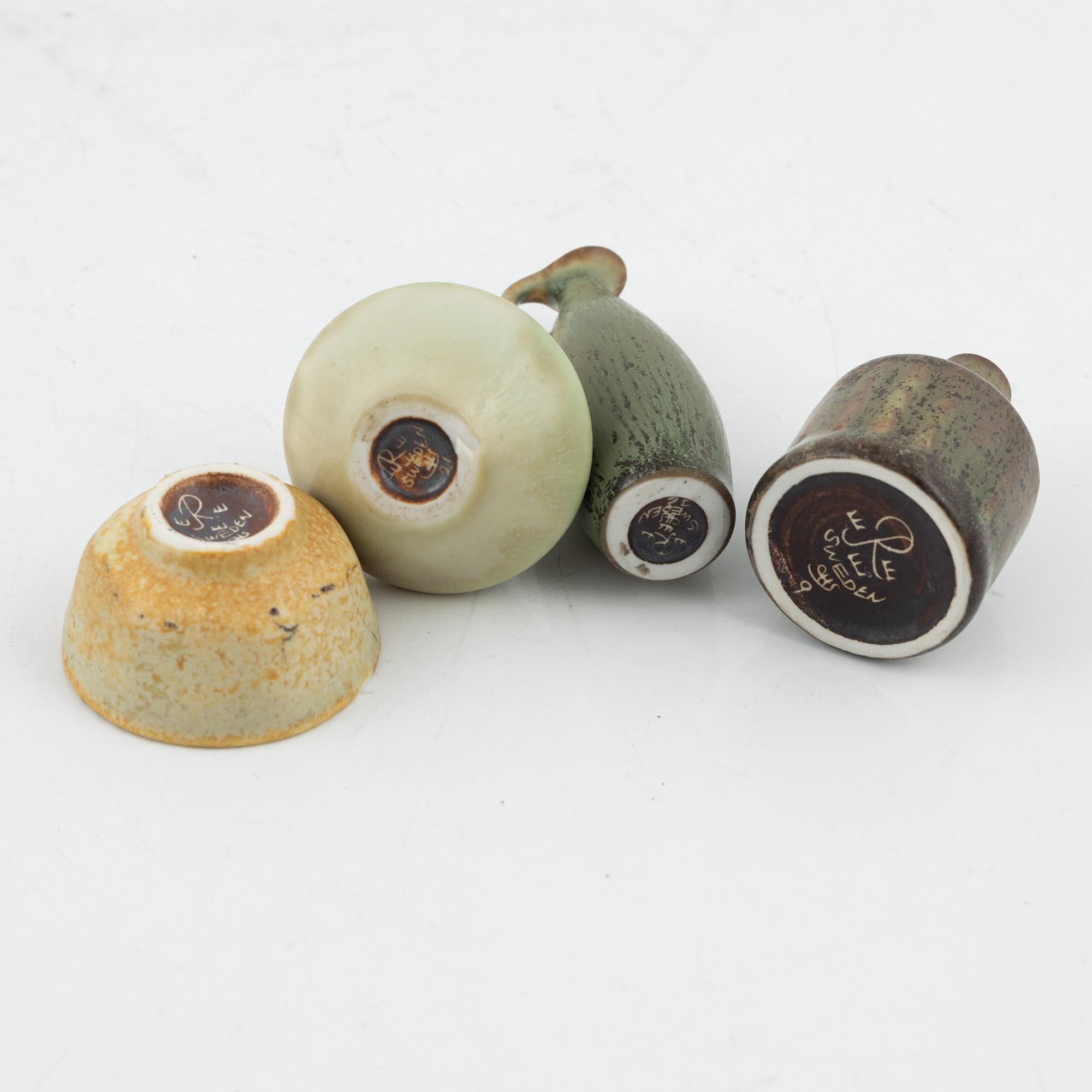 Set of 6 Ceramic Miniature Vases and Bowls, Rörstrand Midcentury Sweden Vintage