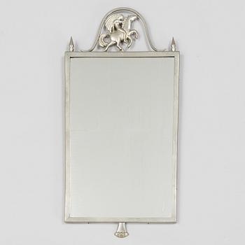 An Art Déco pewter mirror, 1930's.