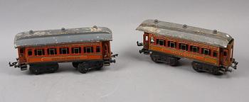 TÅGVAGNAR, 2 st, plåt, Bavaria, 1900-talets början.