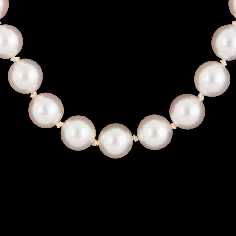 A cultured Akoya pearl necklace, Mikimoto, Japan.