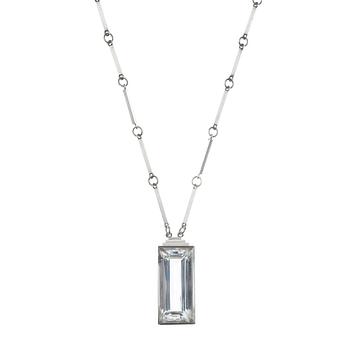 802. A Wiwen Nilsson sterling and rock crystal pendant and chain, Lund 1941.