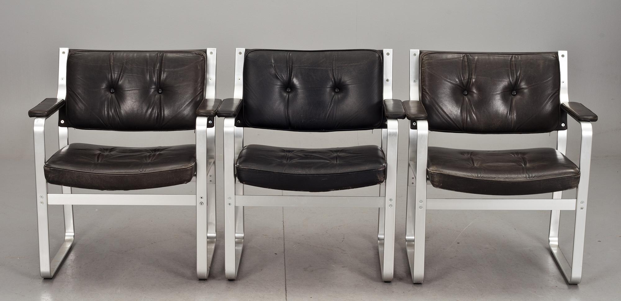 KARMSTOLAR, 3 st, "Mondo", Karl-Erik Ekselius för JOC Möbler.