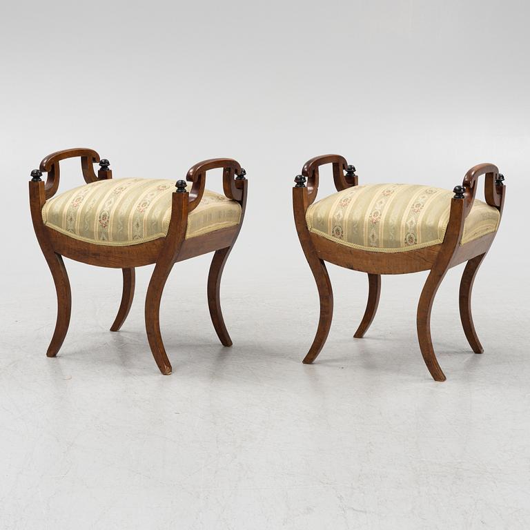 A pair of Karl-Johan stool, Sweden, first half of the 19th century.