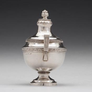 A Swedish 18th century silver sugar-bowl and cover, mark of Julius Marianus Bergs, Stockholm 1786.