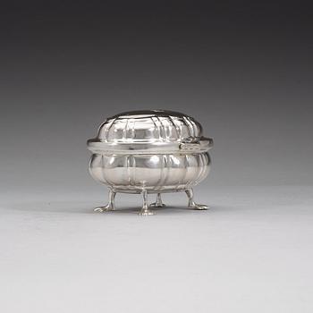 A 18th century silver casket, unidentified makers mark HB.