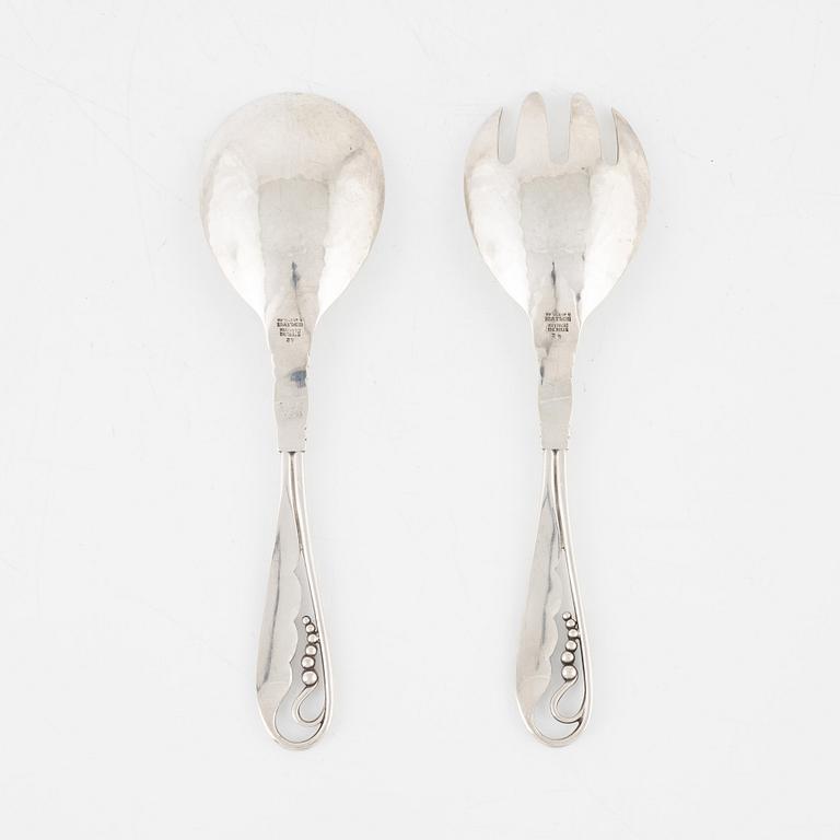Georg Jensen, a par of sterling silver serving cutlery, Denmark.