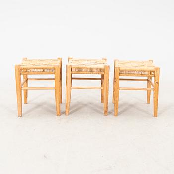 A set of three Danish 1970/80s pine stools.