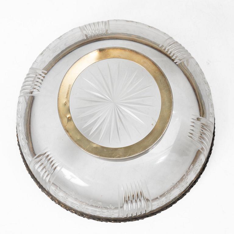 A French silver and glass bowl, mark of Georges Falkenberg, Paris, early 20th century.