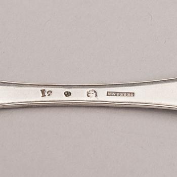 A set of four 18th-Century silver dinner forks, mark of Mikael Nyberg, Stockholm 1790-92.