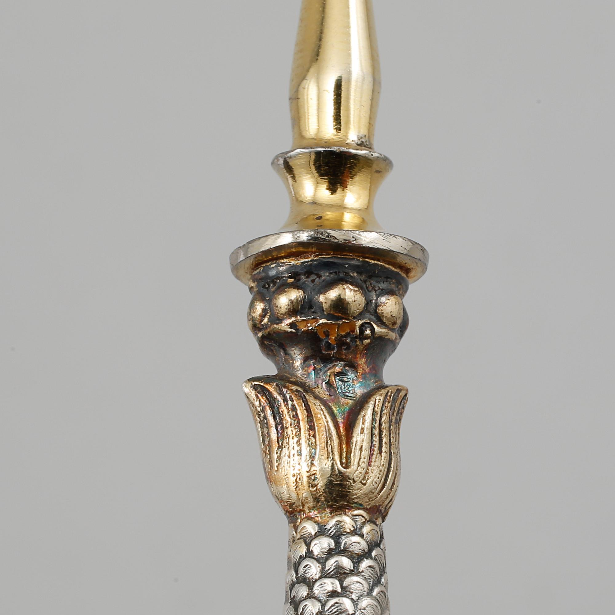 DADELGAFFLAR, 12 st, delvis silver, svenska importstämplar, omkring sekelskiftet 1900, vikt 186 g.