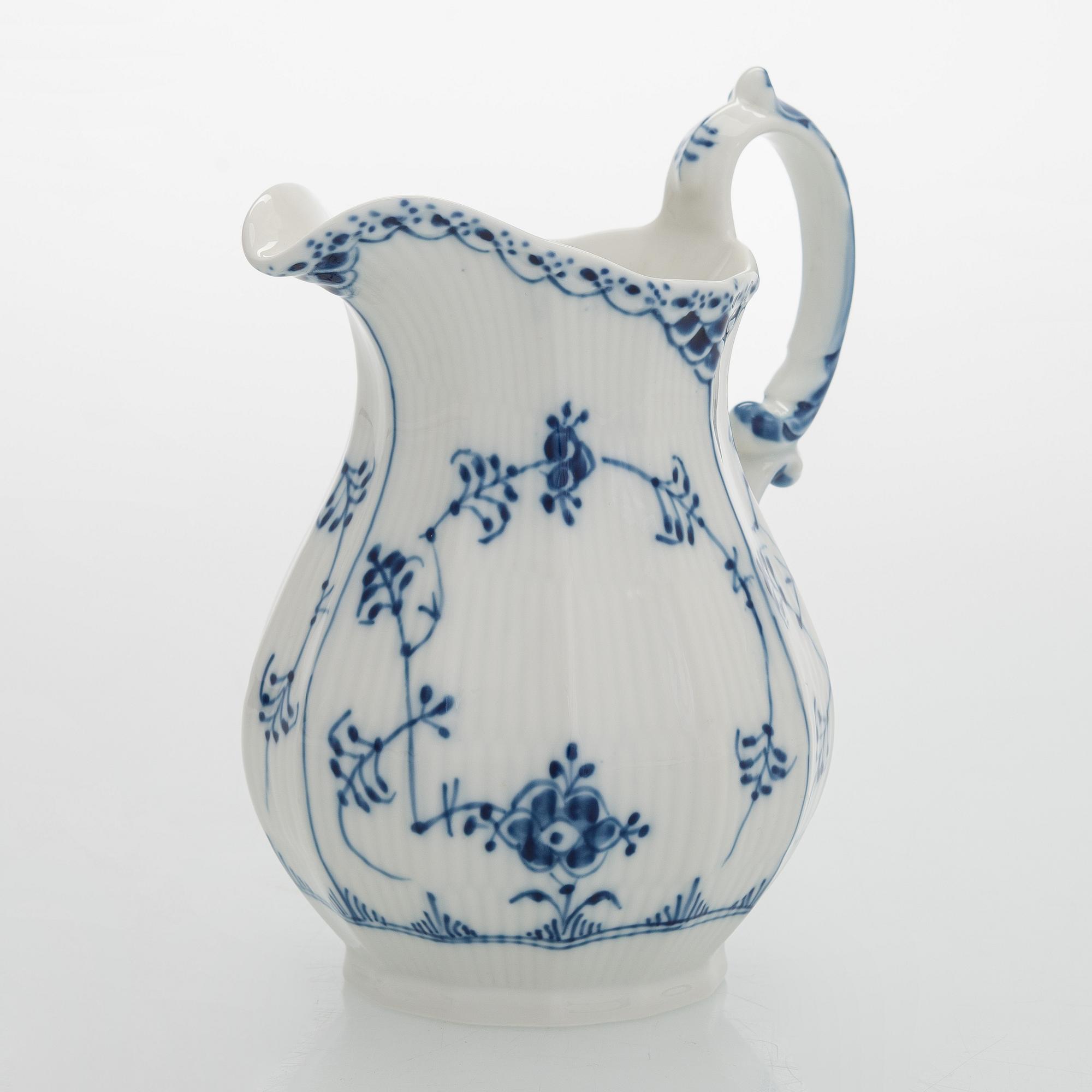 A 'Blue Fluted Half Lace' / 'Musselmalet' pitcher, Royal Copenhagen, model 646, 1965.