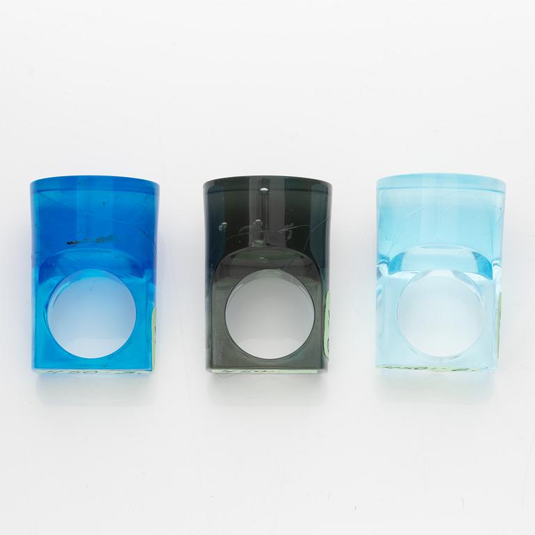 Siv Lagerström, three acrylic plastic rings, 1970s.