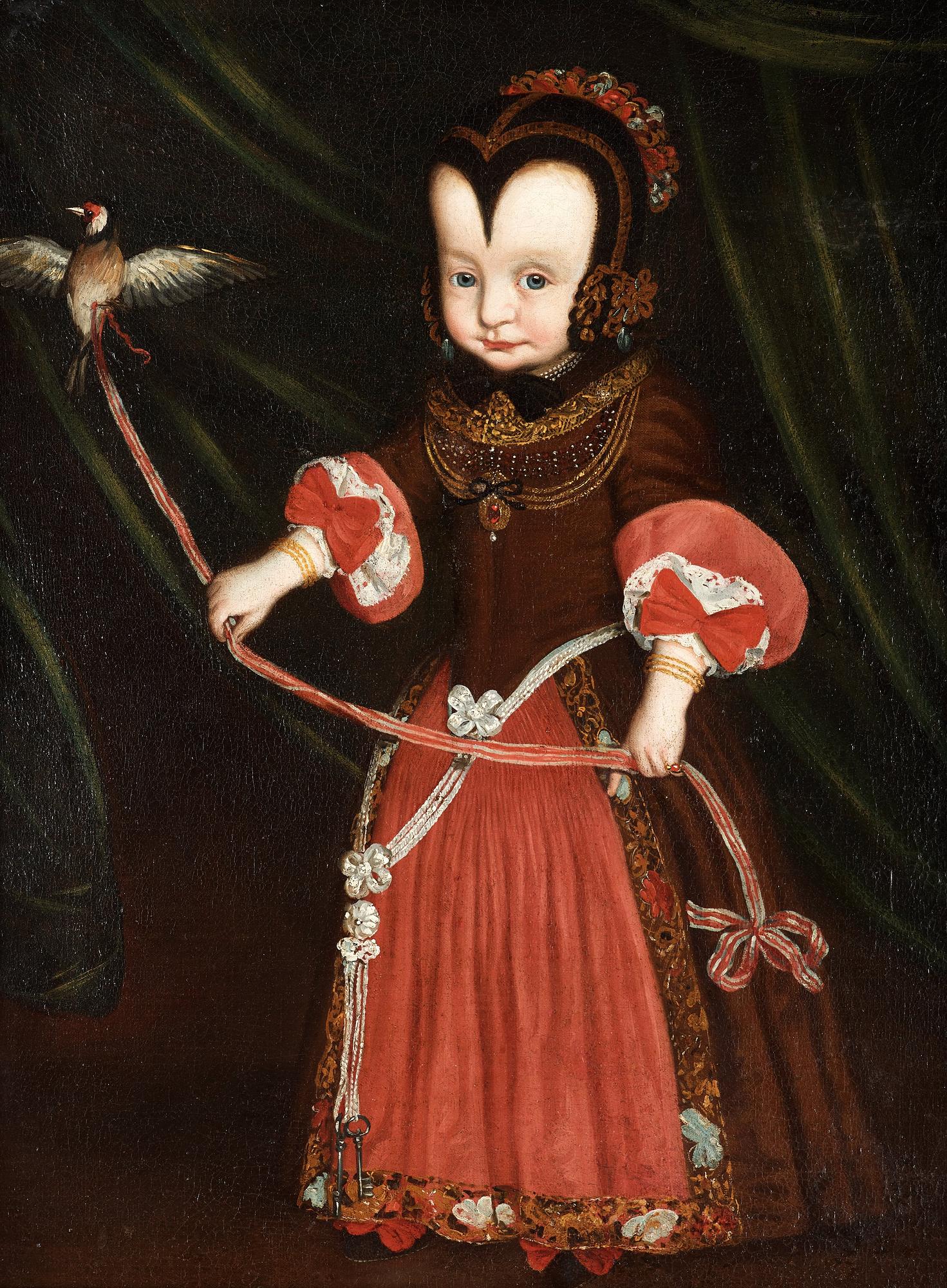 SCANDINAVIAN ARTIST, around 1620. Young girl with a goldfinch.