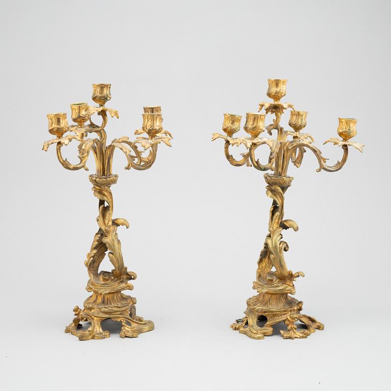 A pair of bronze candelabras. End of the 19th Century.