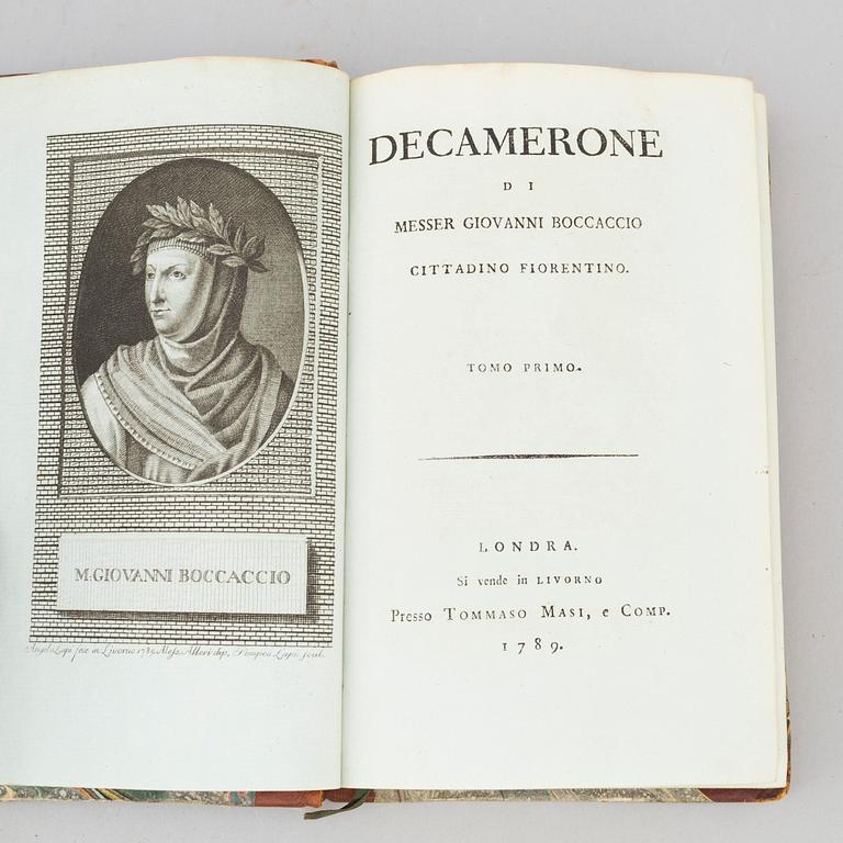 BÖCKER, 4 volymer. Decamerone på italienska, 1789-90.