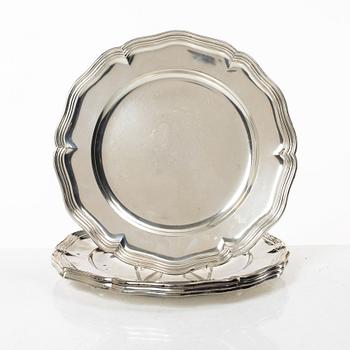 Four silver plates, assayer mark Christian F Heise, Copenhagen, Denmark 1916.